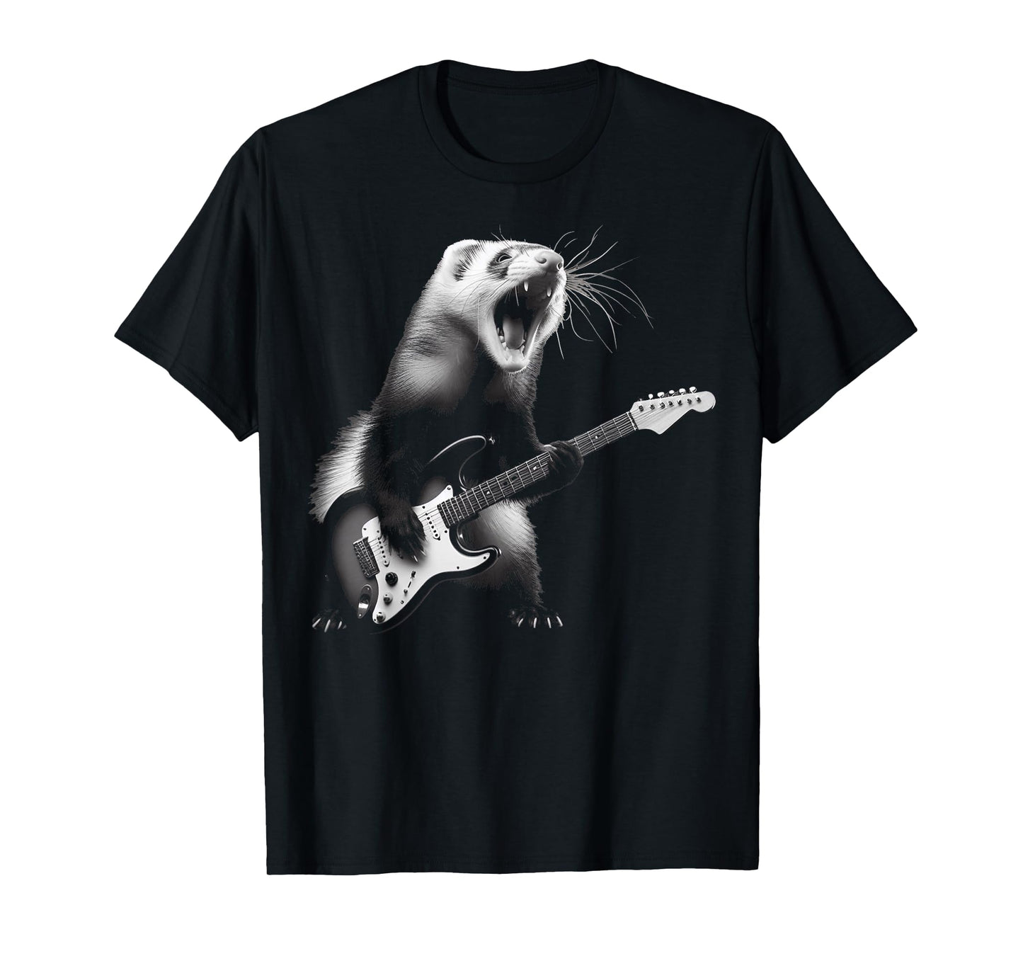 Ferret Playing Guitar Rock and Roll Rock Star Men Women Kids T-Shirt