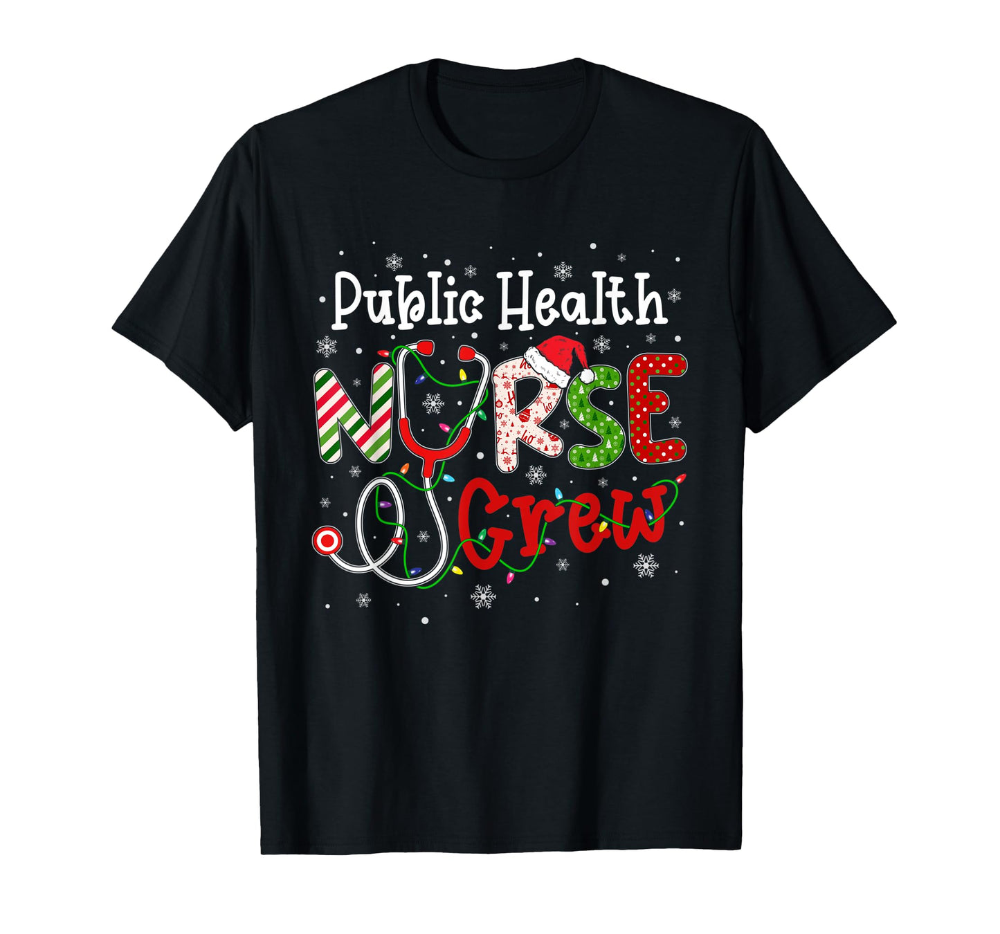 Public Health Christmas Nurse Crew Nursing Christmas Pattern T-Shirt