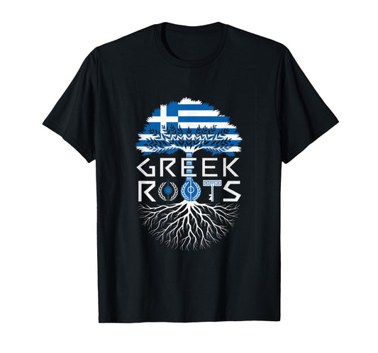 Greek Roots - Greece Flag Colors Family Tree Souvenir T-Shirt