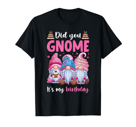 Did You Gnome It's My Birthday Gnomes Gifts for Women Girls T-Shirt