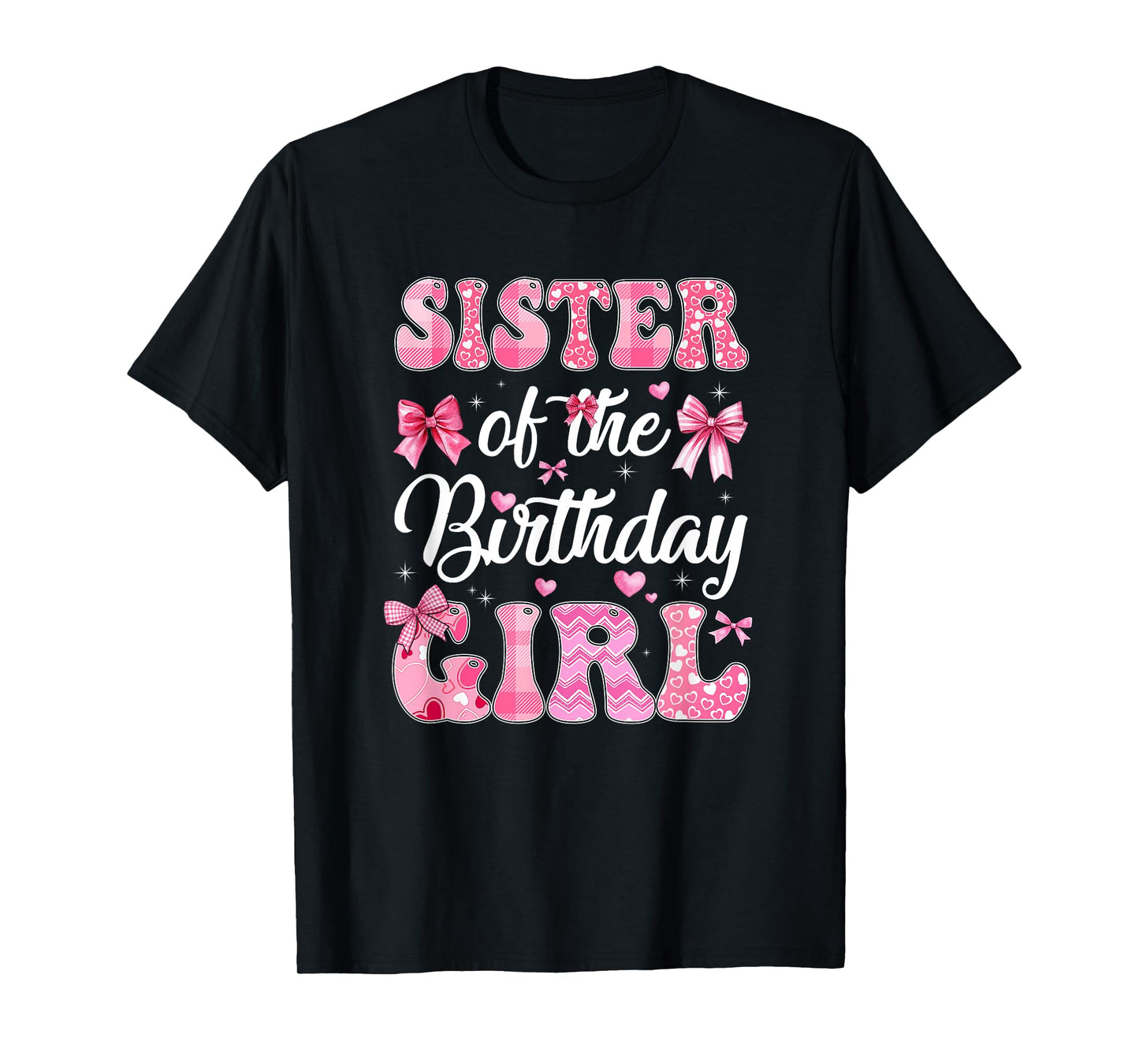 Sister Of The Birthday Girl Family Pink Coquette Bow T-Shirt