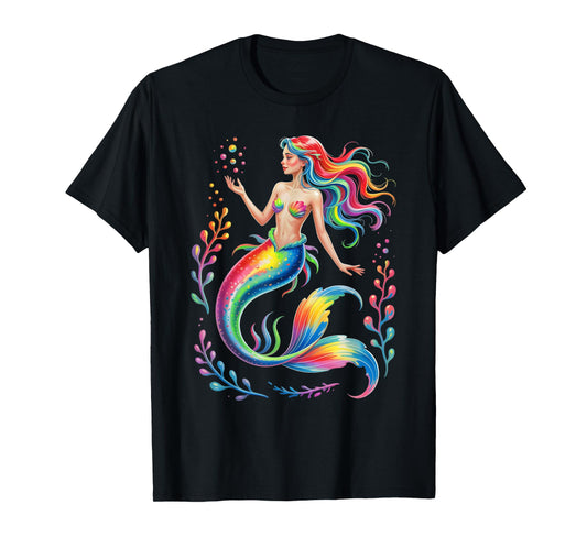 Mermaid Colorful Abstract Painting Art Graphic Motif women T-Shirt