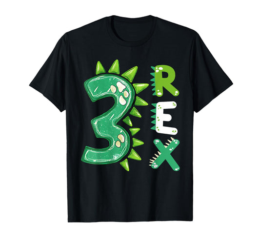 Three Rex 3rd Birthday Shirt Third Dinosaur 3 Year Old T-Shirt