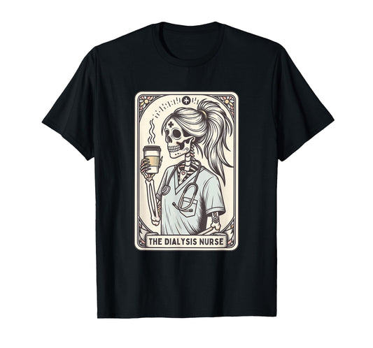 The Dialysis Nurse Halloween Skeleton Nurse Tarot Card Women T-Shirt