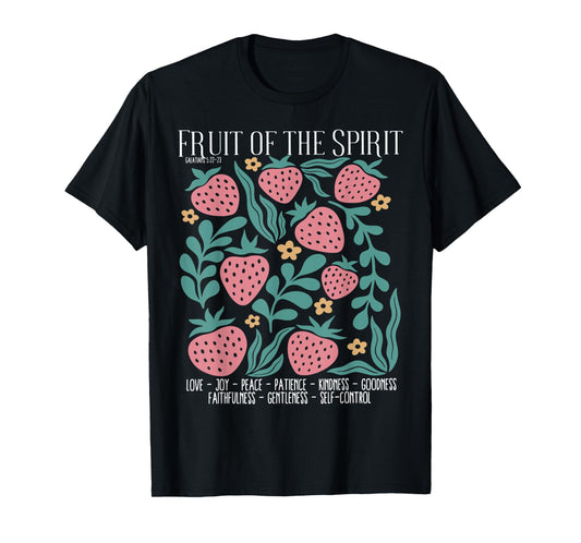 Retro Fruit Of The Spirit Strawberry Bible Verse Christian T-Shirt