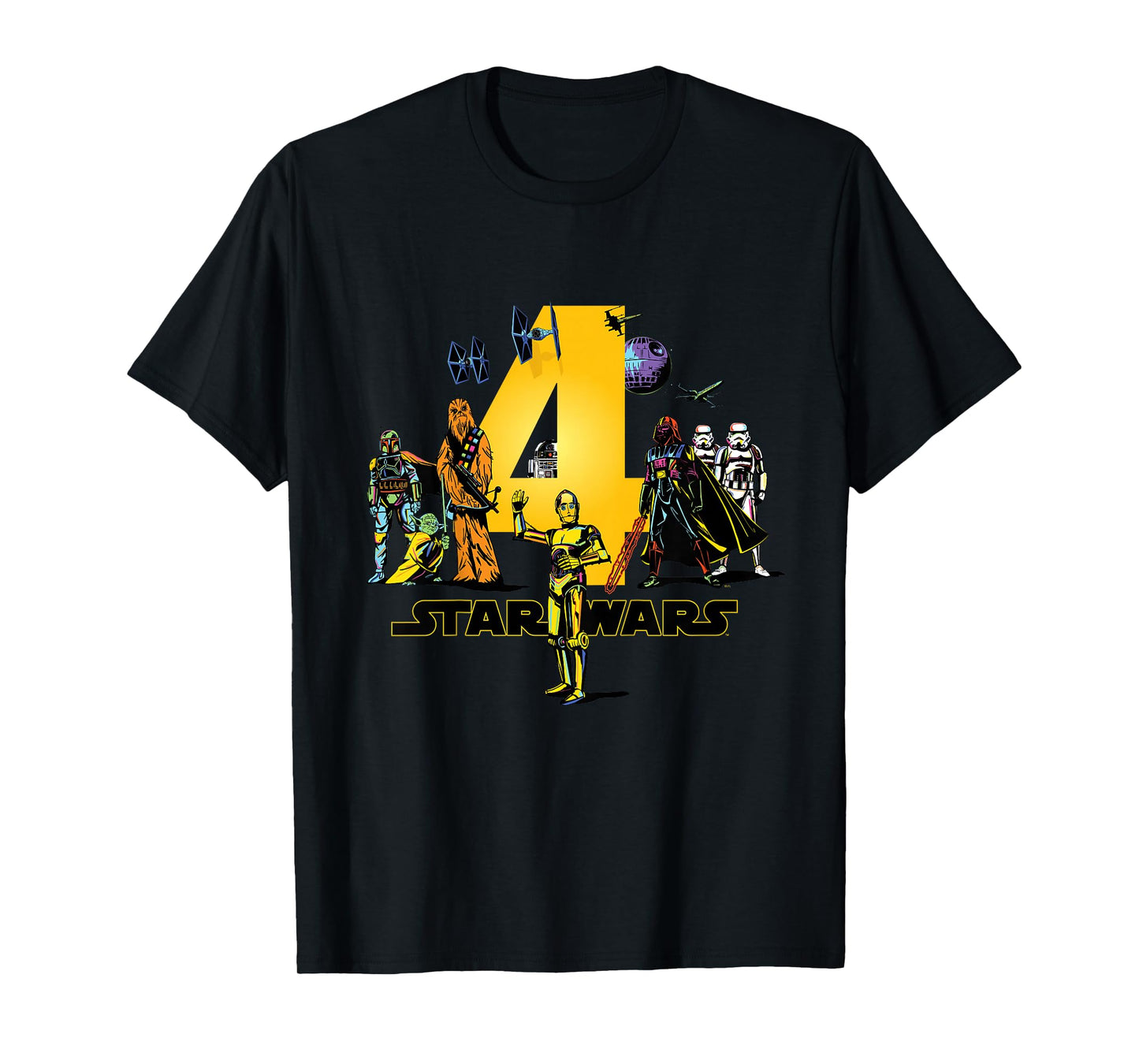 Star Wars Classic Characters Fourth Birthday 4 Years Old T-Shirt