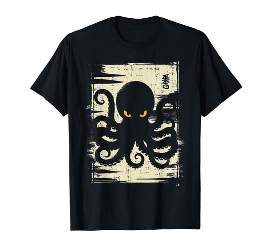 Japanese Black Octopus Vintage Ukiyo-e Art Men Women Kids T-Shirt