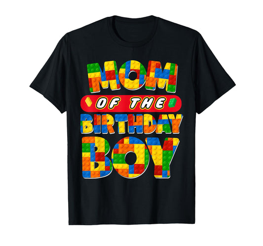 Mom And Dad Birthday Boy Building Bricks Family Party Decor T-Shirt