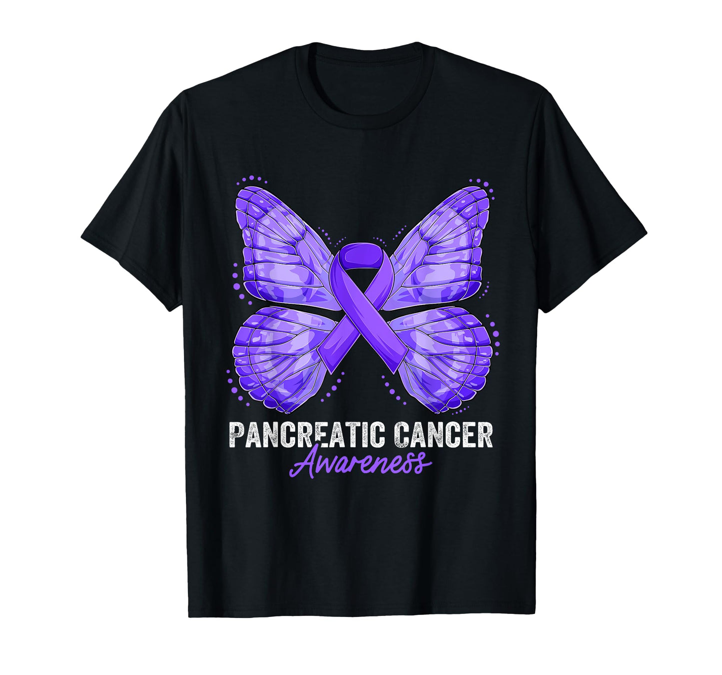 Pancreatic Cancer Awareness Month Butterfly Purple Ribbon T-Shirt