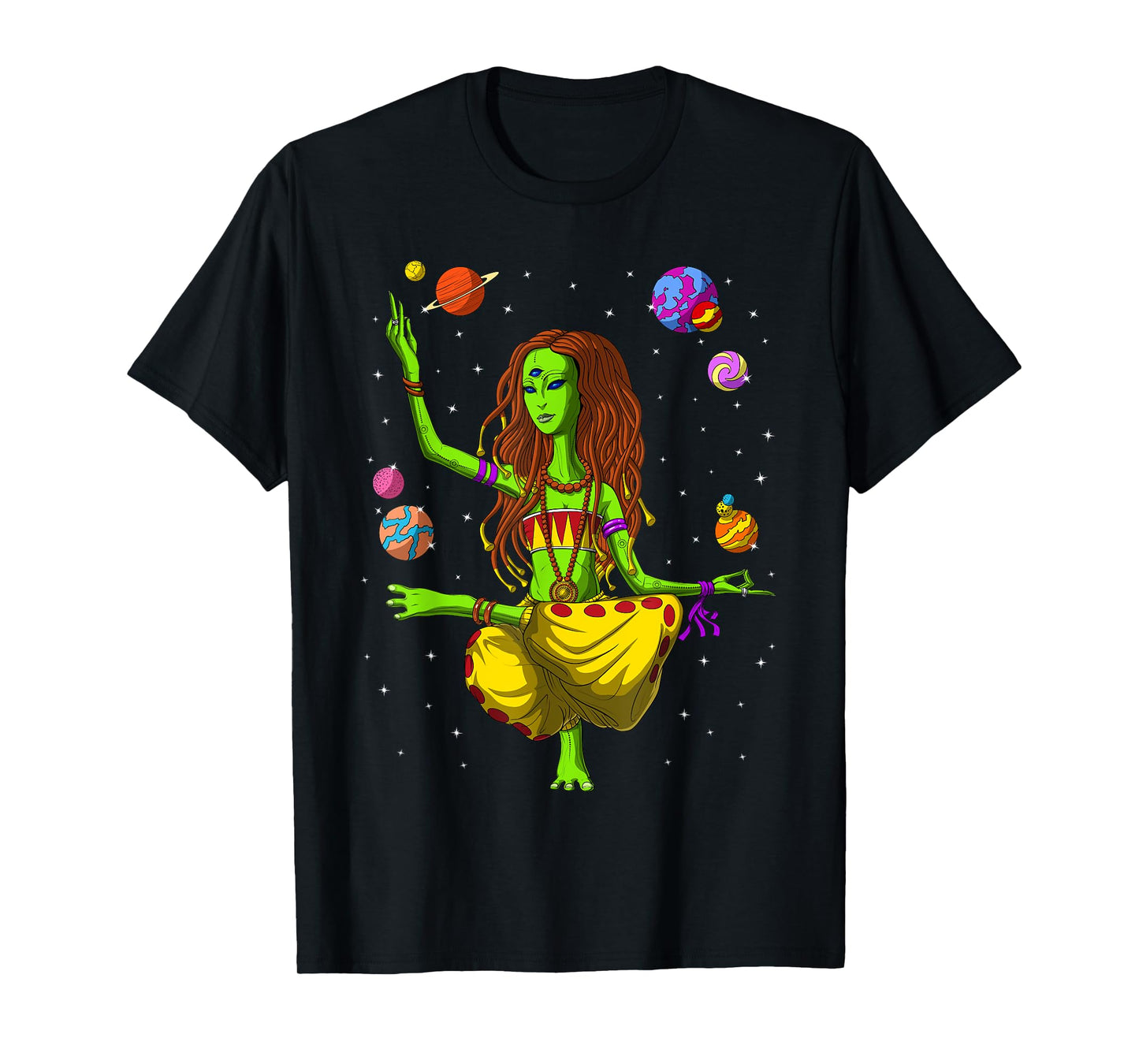 Hippie Alien Yoga Zen Meditation Psychedelic Spiritual Women T-Shirt