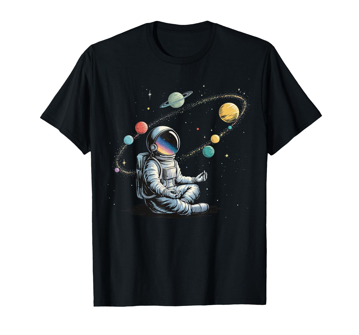 Astronaut Meditating Galaxy Yoga T-Shirt