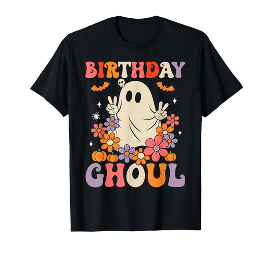 Birthday Ghoul Floral Ghost Halloween Women Girls Teens T-Shirt