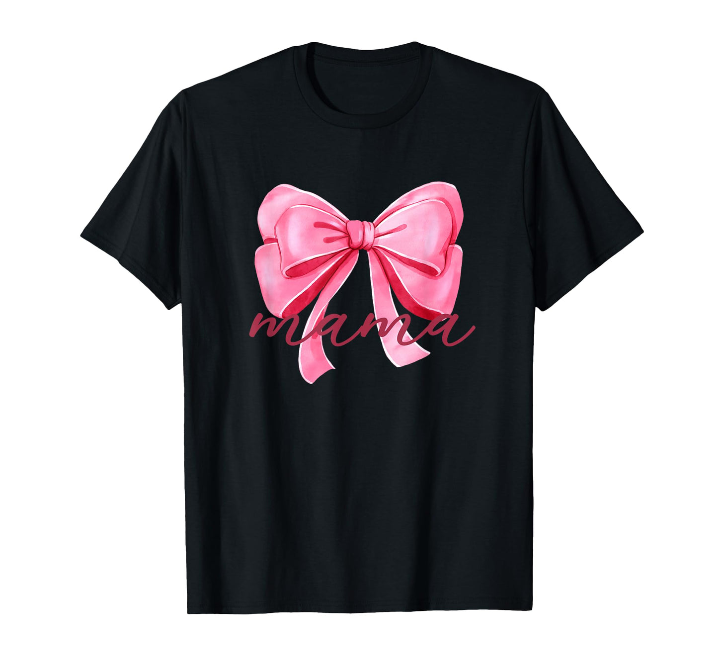 Mama Pink Bow Birthday Baby Shower Family Pink Ribbon T-Shirt