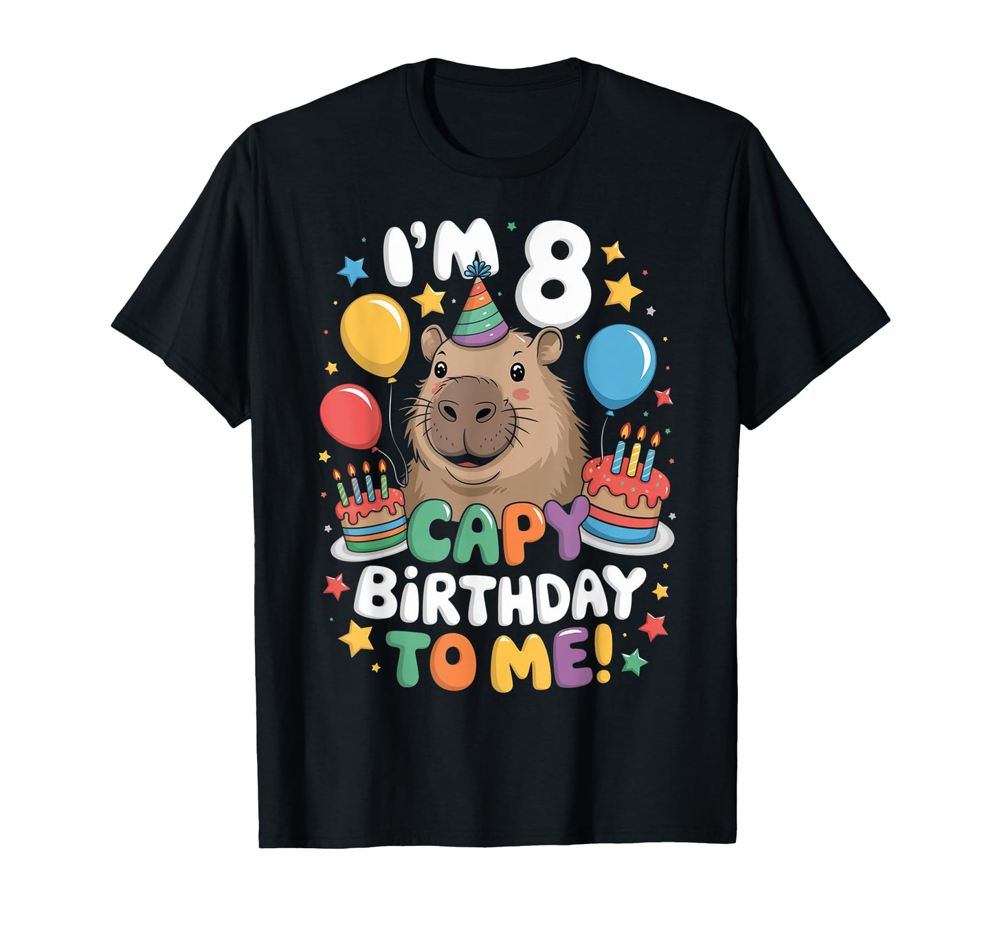 I'm 8 Year Old Capy Birthday To Me 8th Birthday Capybara T-Shirt