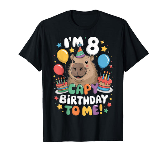 I'm 8 Year Old Capy Birthday To Me 8th Birthday Capybara T-Shirt