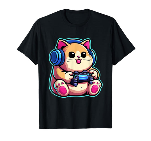 Funny Cat Gamer Gaming Cat Video Game T-Shirt