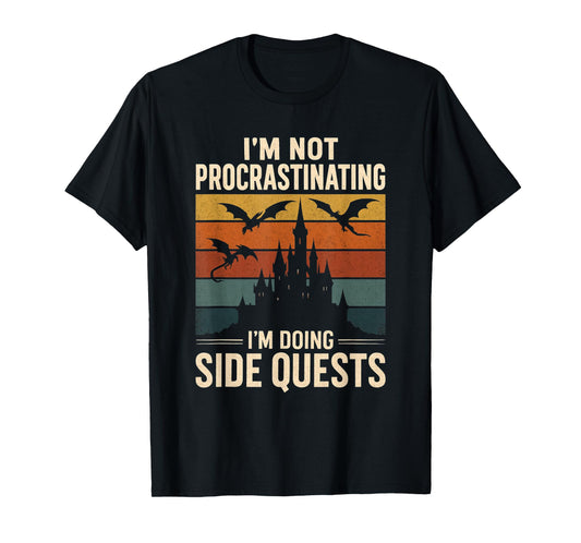 I'm Not Procrastinating I'm Doing Side Quests Retro RPG T-Shirt