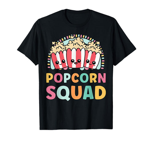 Cute Popcorn Design And Matching Popcorn Squad Outfit T-Shirt