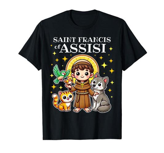 Saint Francis of Assisi Saint of Animals Catholic for kids T-Shirt