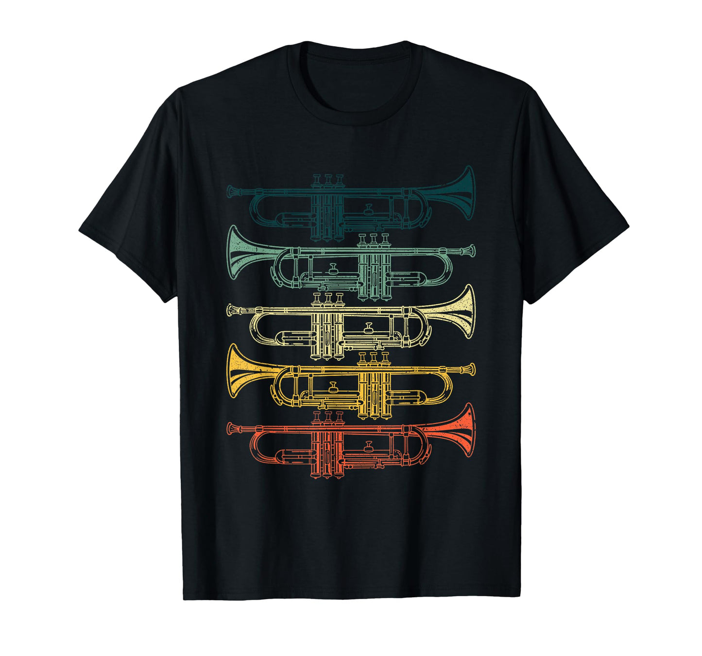 Trumpet Gift Trumpet Player Accessories & Stuff Unisex-Adults & Kids Black Cotton T-Shirt Small Retro Jazz Music T-Shirt