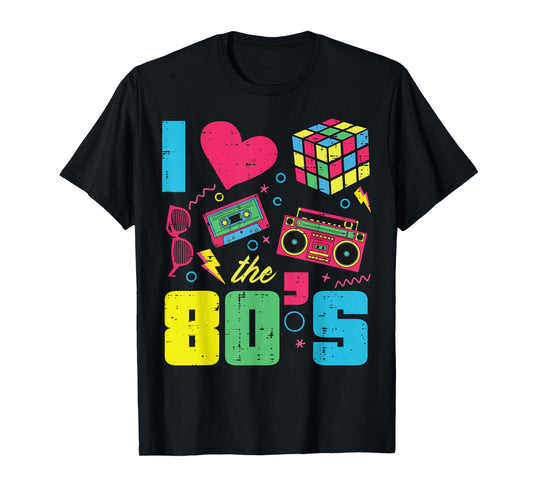 I Love Heart The 80s Retro Throwback Vibes Women Men Kids T-Shirt