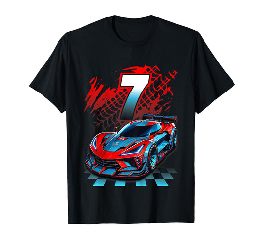 Kids 7 Year Old Race Car 7th Birthday Party Racing Racecar T-Shirt