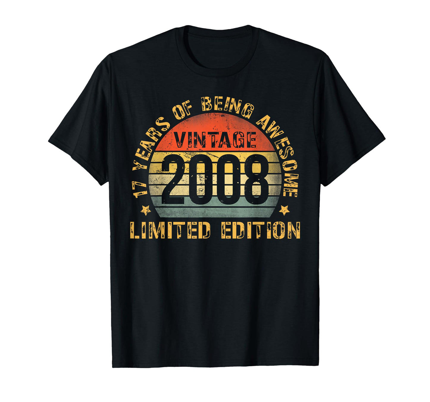 17 Year Old BDay Decorations Men Boy 17yr 2008 17th Birthday T-Shirt