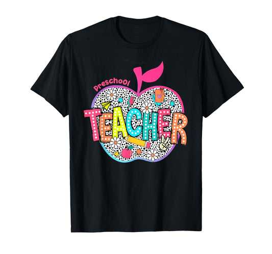Preschool Teacher Flowers Retro Lightning Back To School Men Women Girls Kids T-Shirt
