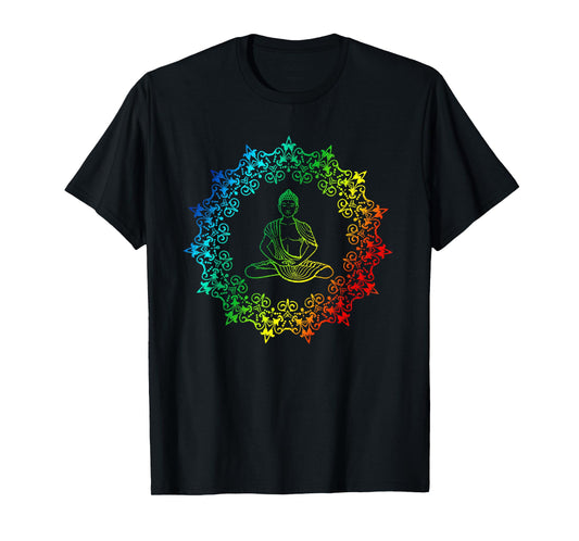 Buddha Rainbow T-Shirt Meditation Yoga LGBT Gay Pride Shirt T-Shirt