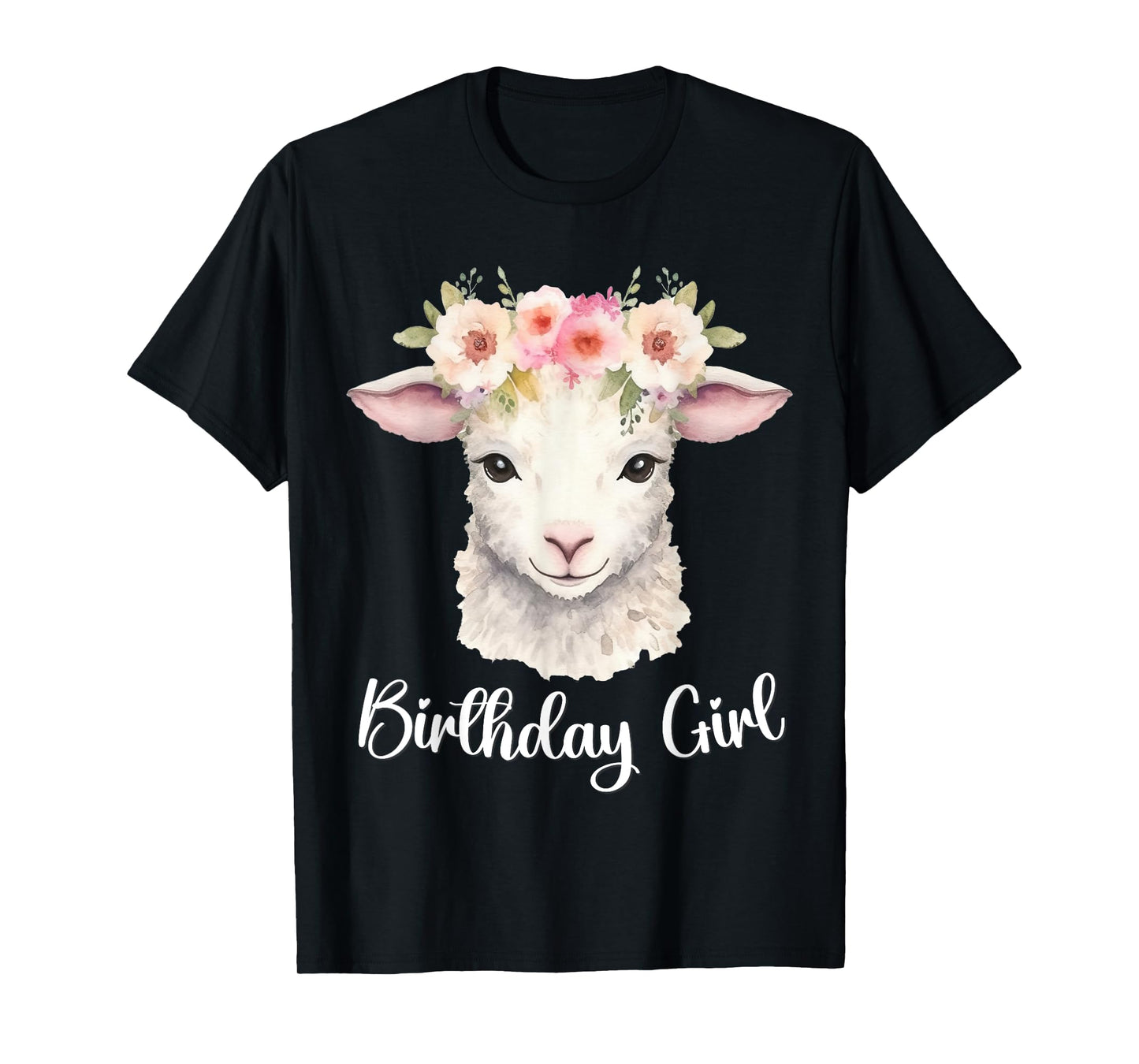 Lamb, Sheep with Flowers for the Birthday Girl T-Shirt