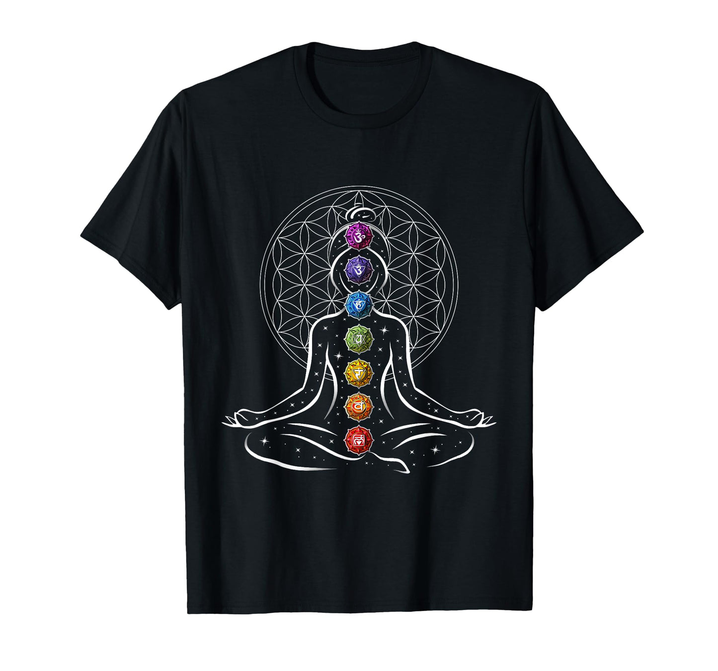 Yoga Meditation Chakras Zen Flower of Life Sacred Geometry T-Shirt