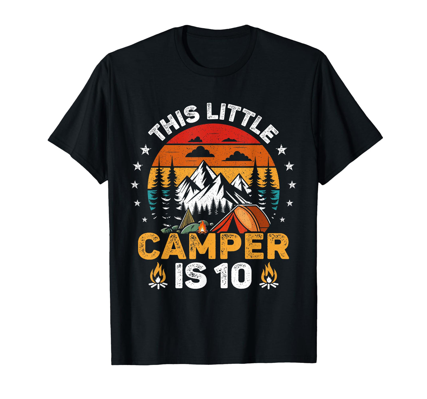 This Little Camper is 10 Year Old 10th Birthday Camping Bday T-Shirt