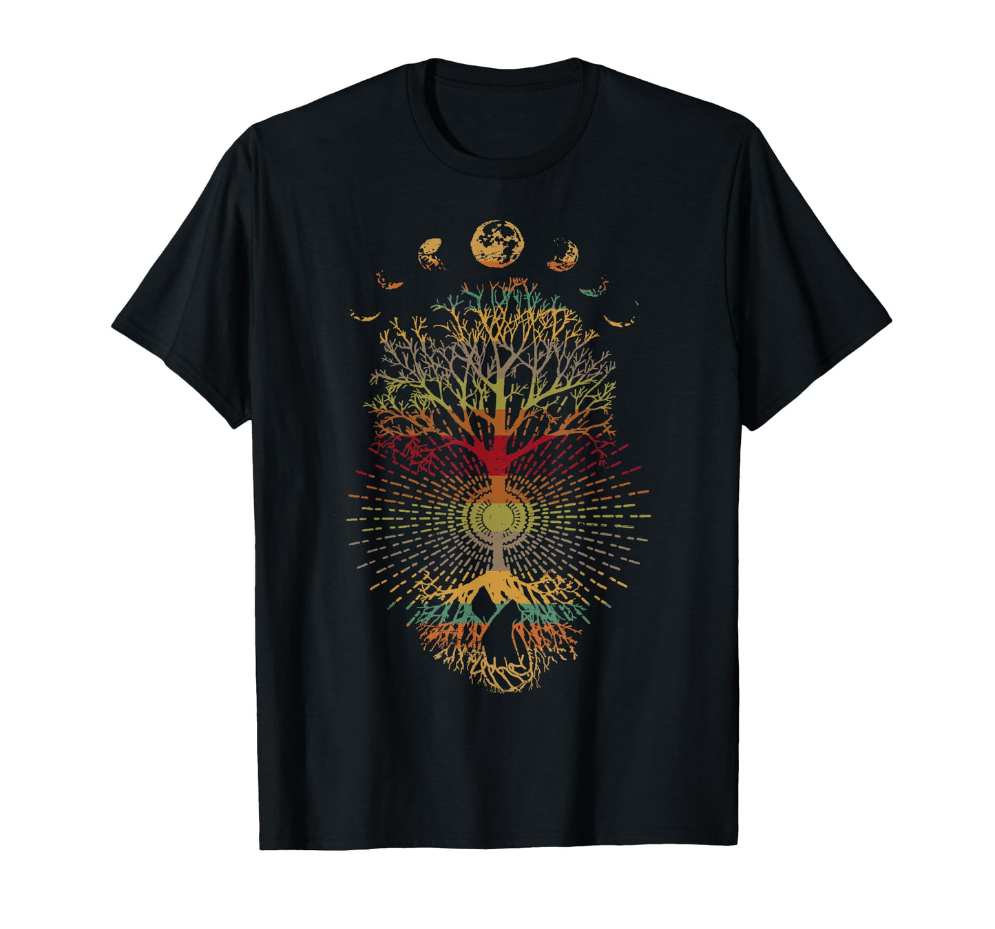 Phases of the Moon Retro 60's 70's Vibe Tree of Life T-Shirt