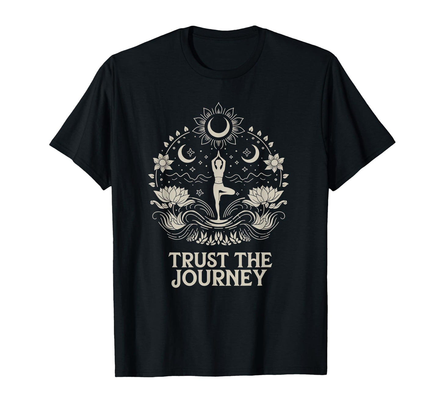Trust The Journey Yoga Spiritual Boho Lotus Moon T-Shirt