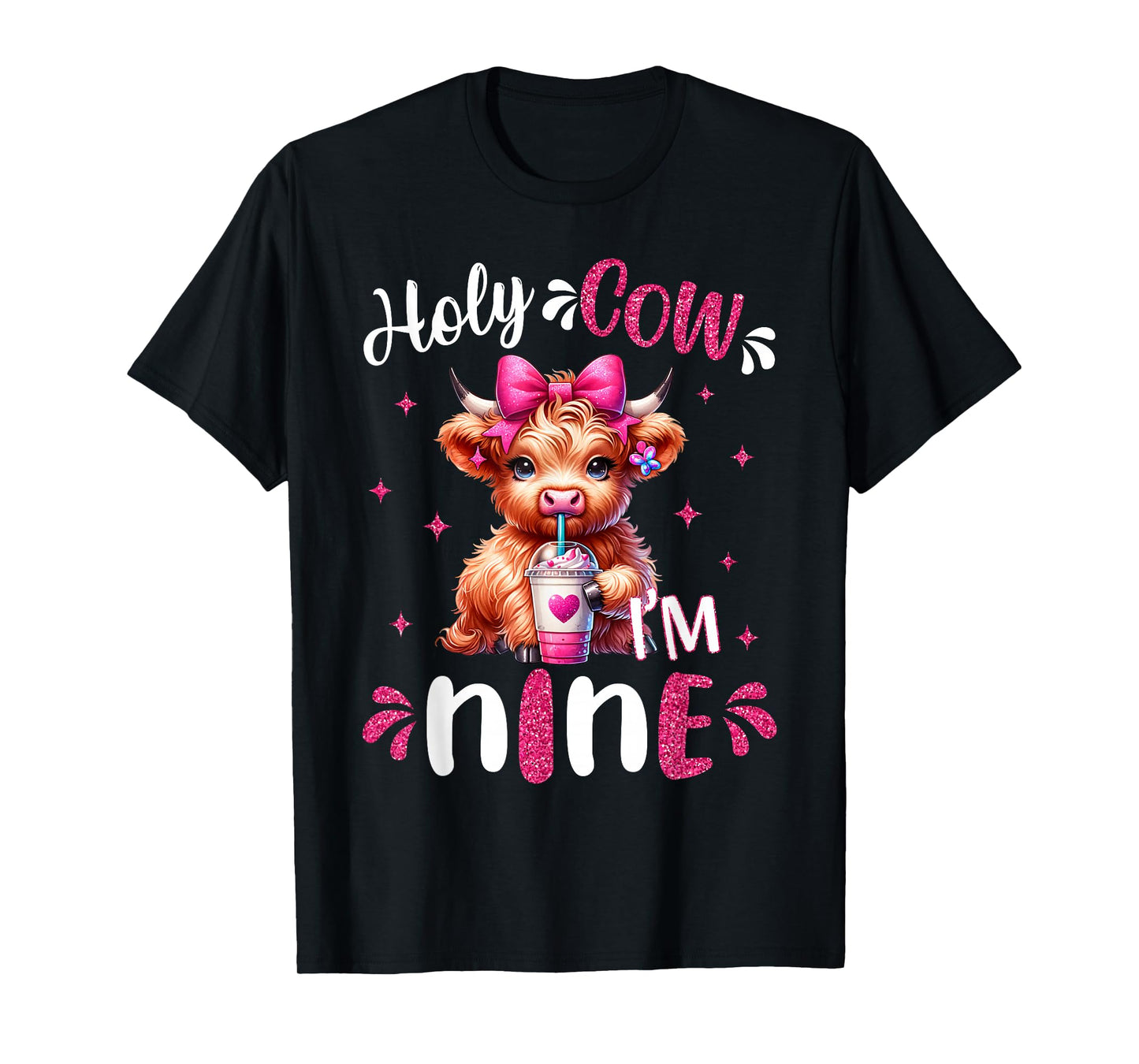 Holy Cow I'm Nine 9 Years Old Girl It's My 9th Birthday T-Shirt