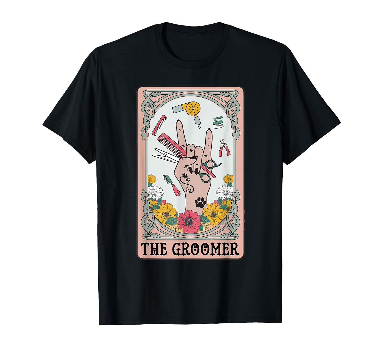 Funny Tarot Card Pet Grooming Dog Groomer Girl Women T-Shirt