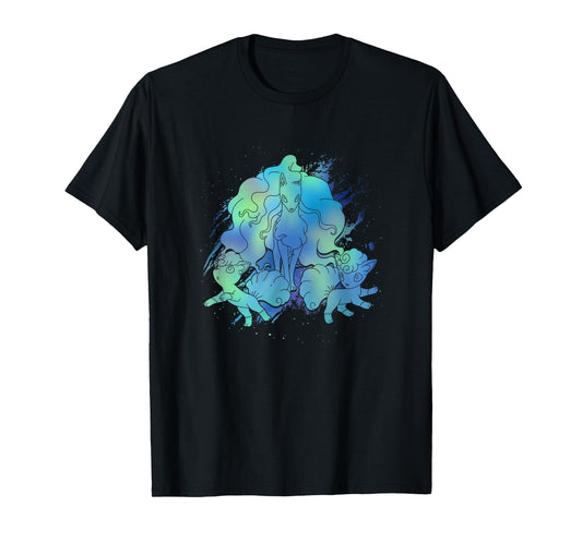 Pokémon Alolan Ninetales & Vulpix Beautiful Northern Lights T-Shirt