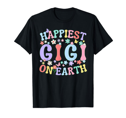 Happiest Gigi On Earth Family Trip Squad Groovy Grandma T-Shirt