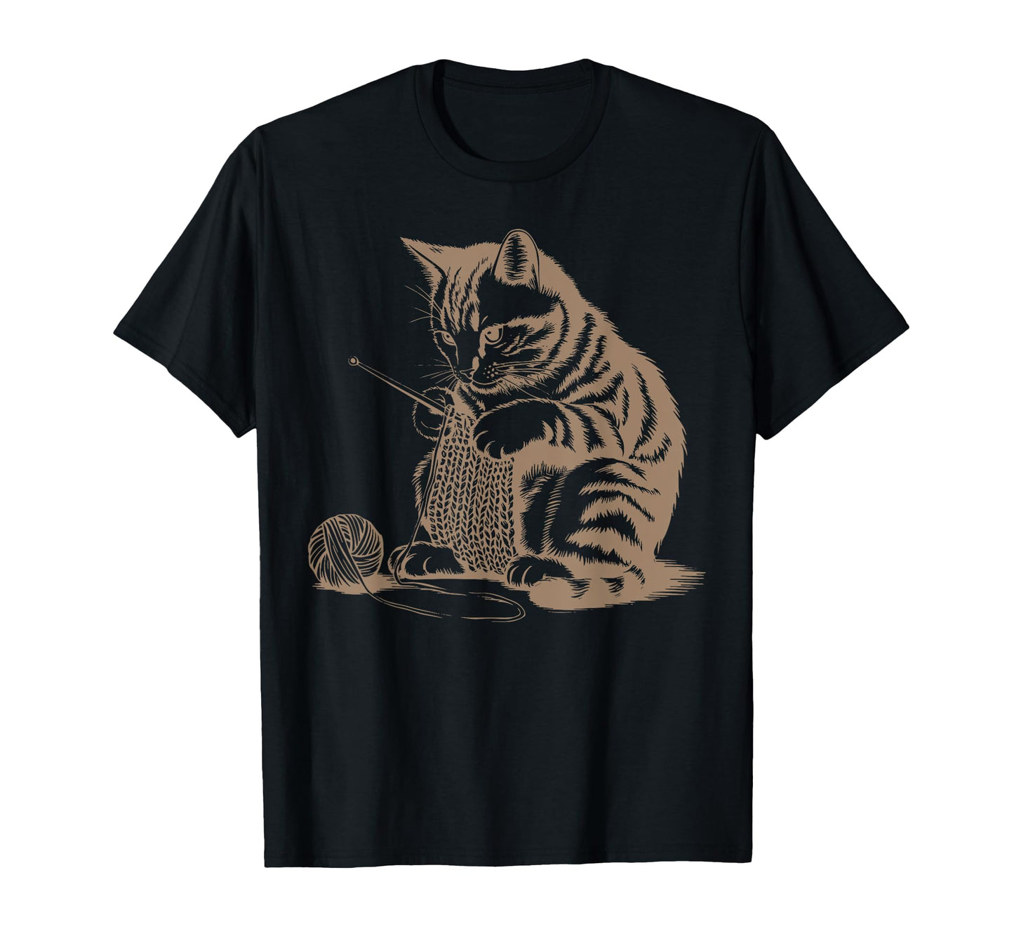 Vintage Cute Cat Crochet Knitting Yarn Knitter Crocheting Men Women Kids T-Shirt