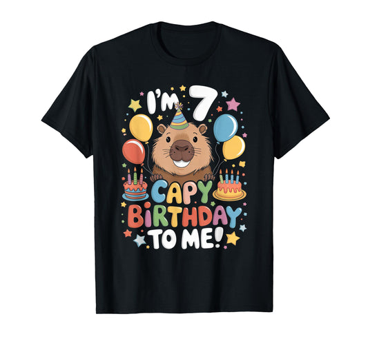 I'm 7 Year Old Capy Birthday To Me 7th Birthday Capybara T-Shirt