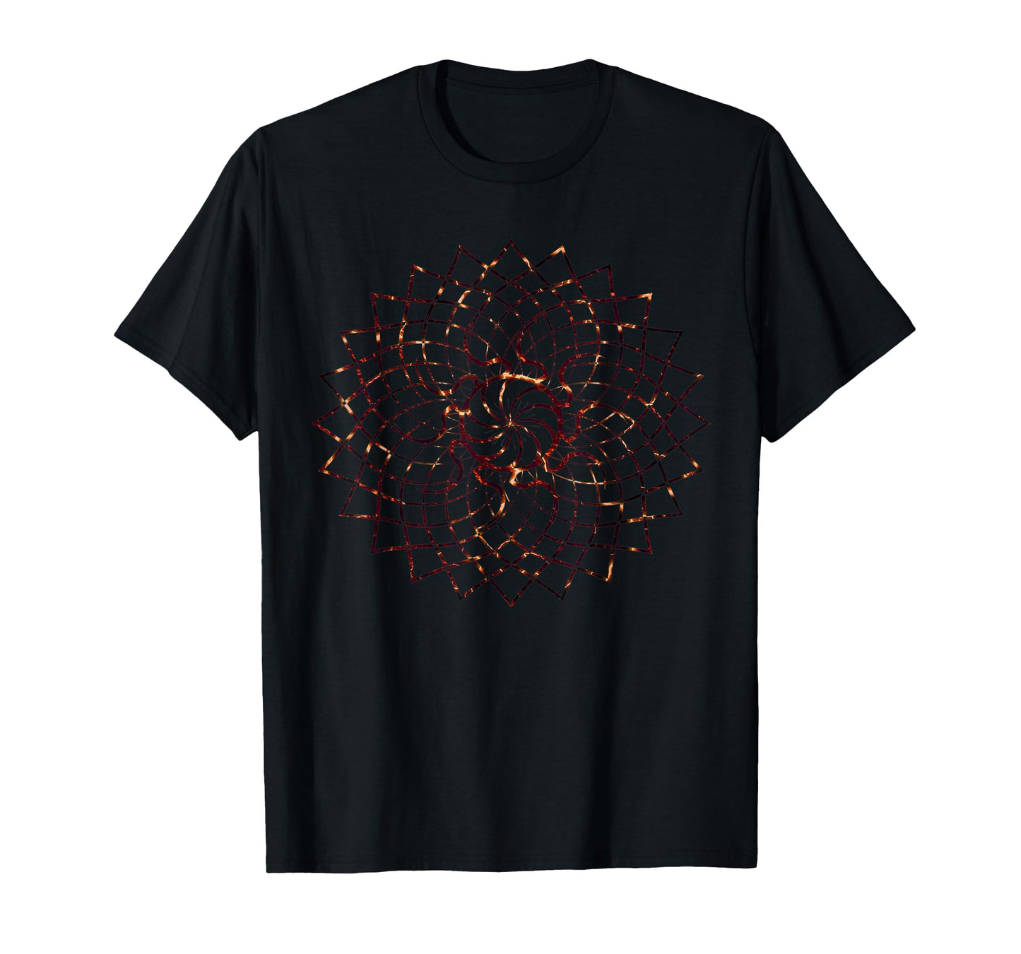 Red Lava Mandala Geometry Sacred Gaia Art Yoga Mantra T-Shirt