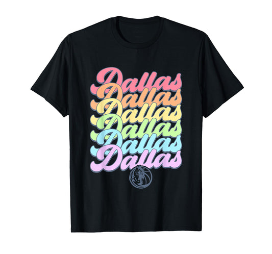 NBA Dallas Mavericks Pastel Rainbow Pride Stack T-Shirt
