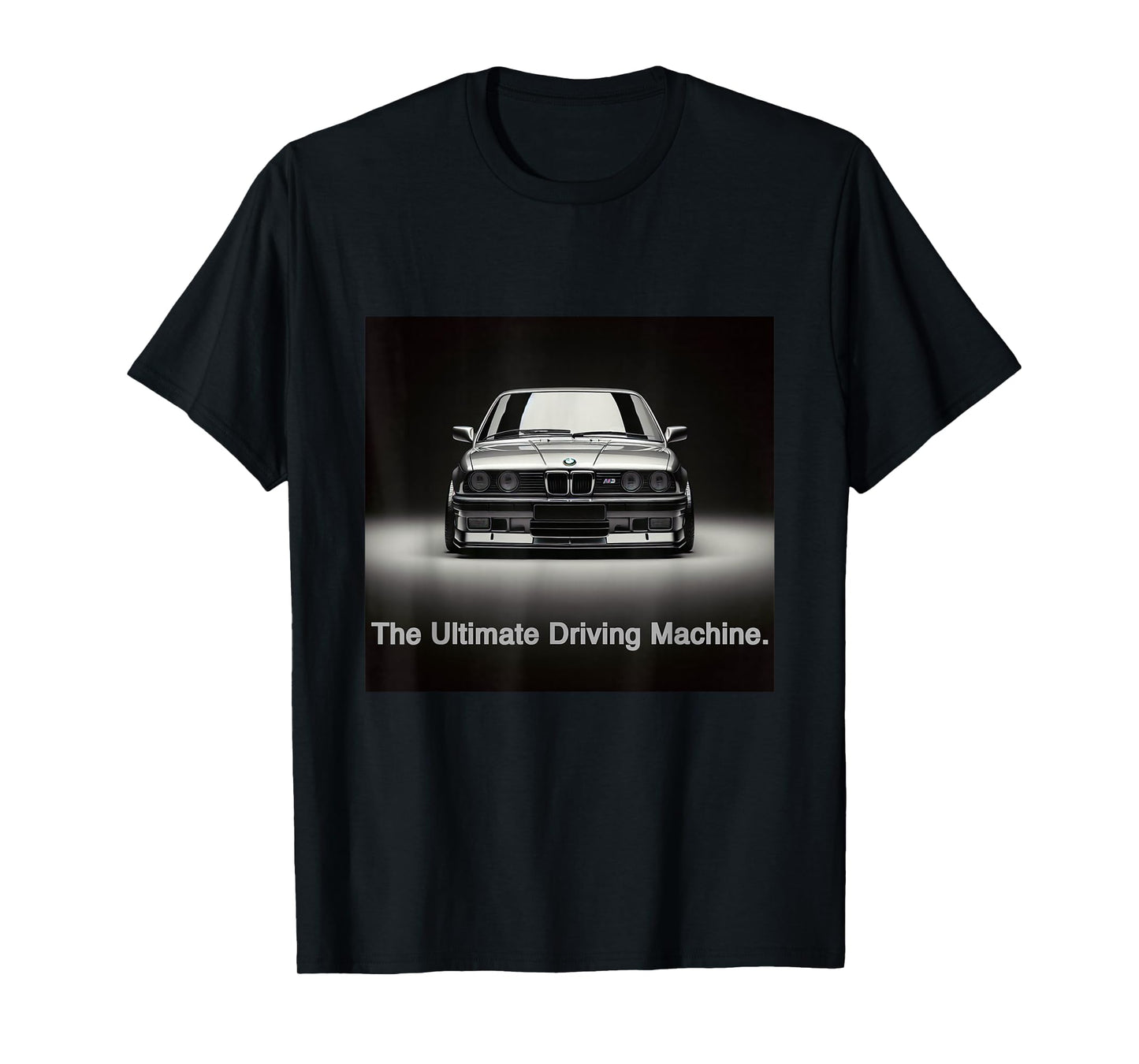 Russ Designs Ultimate Driving Machine Vintage Euro E30 T-Shirt - Black, Small, Unisex, Short Sleeve, Polyester, Car-Themed, Driving, All Seasons