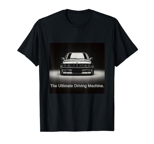 Russ Designs Ultimate Driving Machine Vintage Euro E30 T-Shirt - Black, Small, Unisex, Short Sleeve, Polyester, Car-Themed, Driving, All Seasons