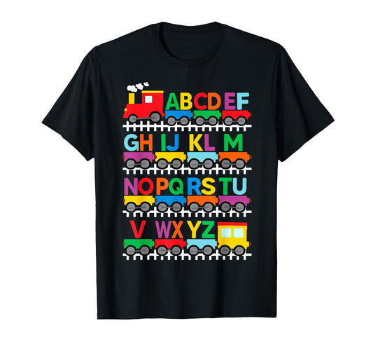 Train Railroad Lover ABC Alphabet A-Z ABCs Kindergarten Kids T-Shirt