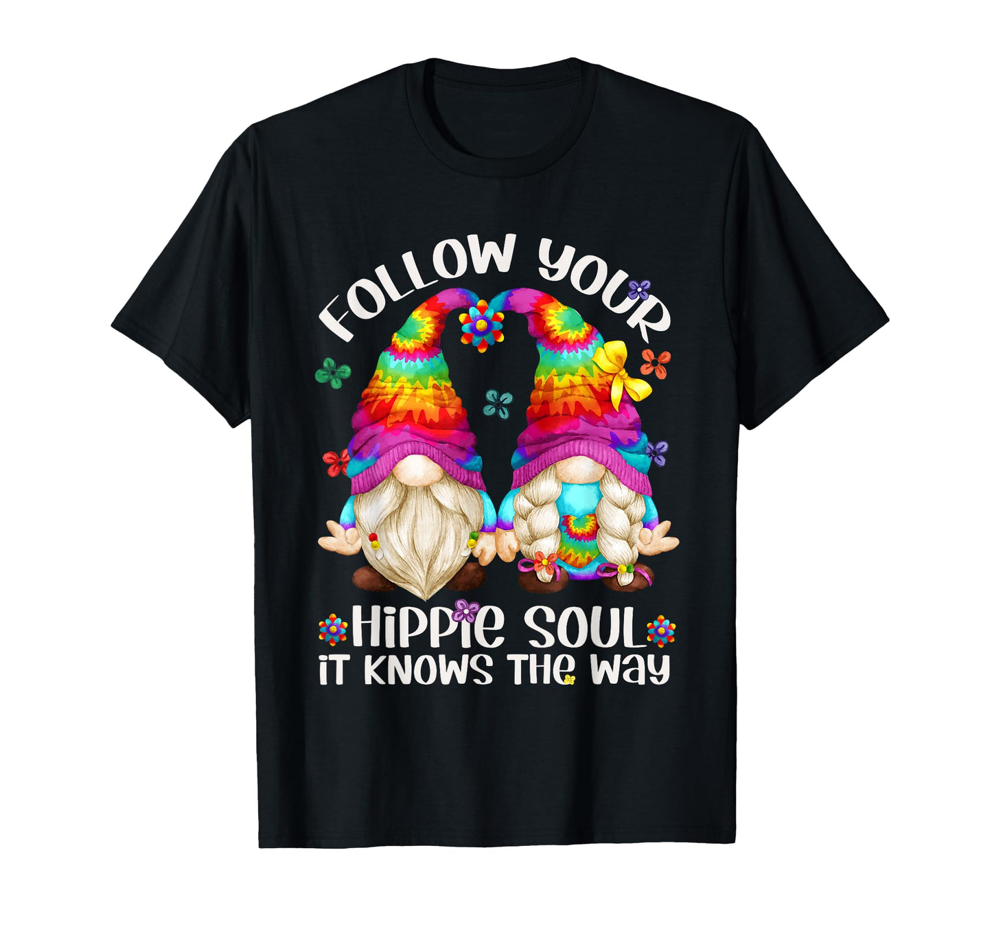 Hippie Soul Gnomies Makes Peace Sign - Cute Hippie Gnome T-Shirt