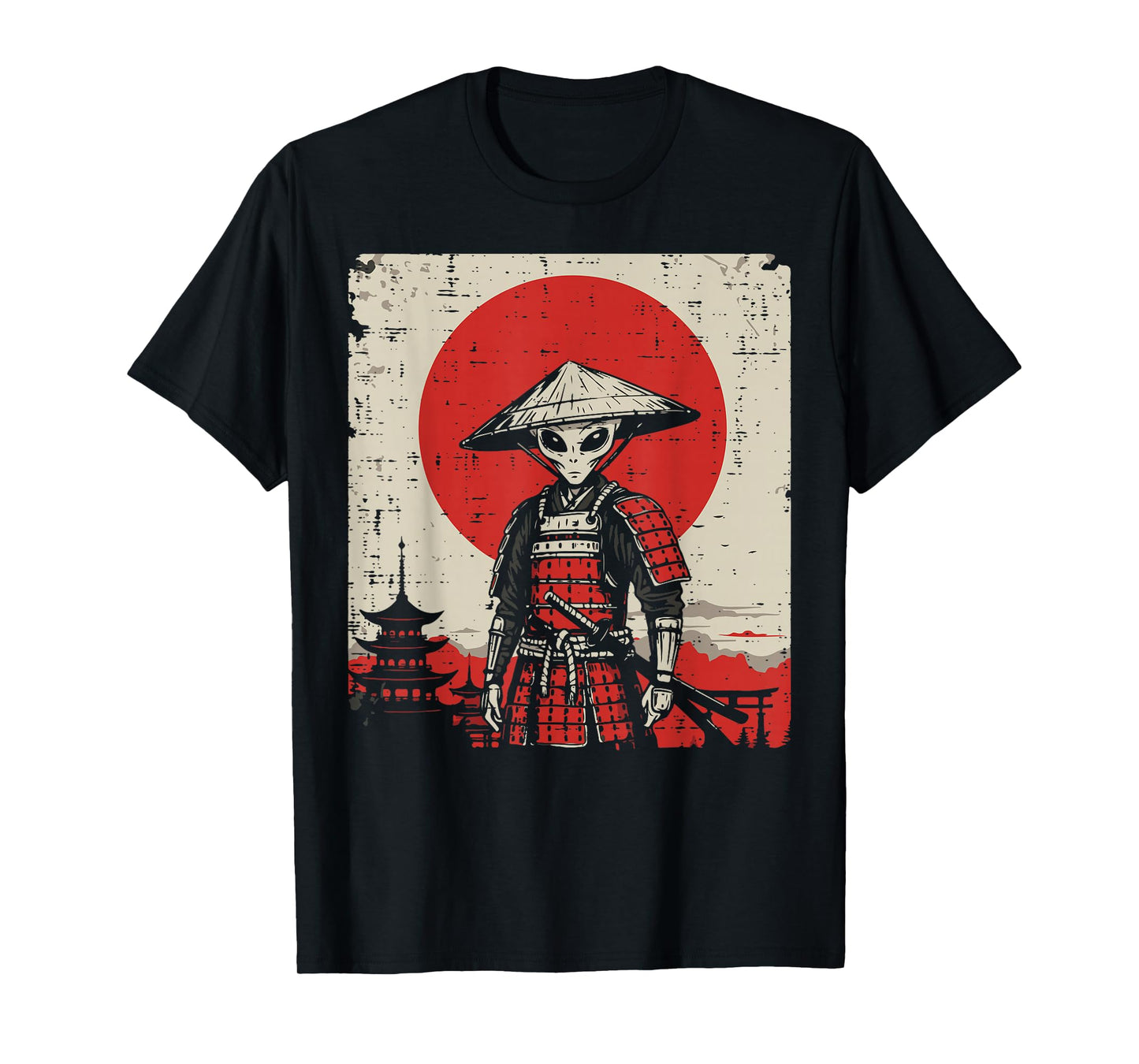 Alien Samurai Japanese Art Funny Ufo Ukiyoe Men Women Kids T-Shirt