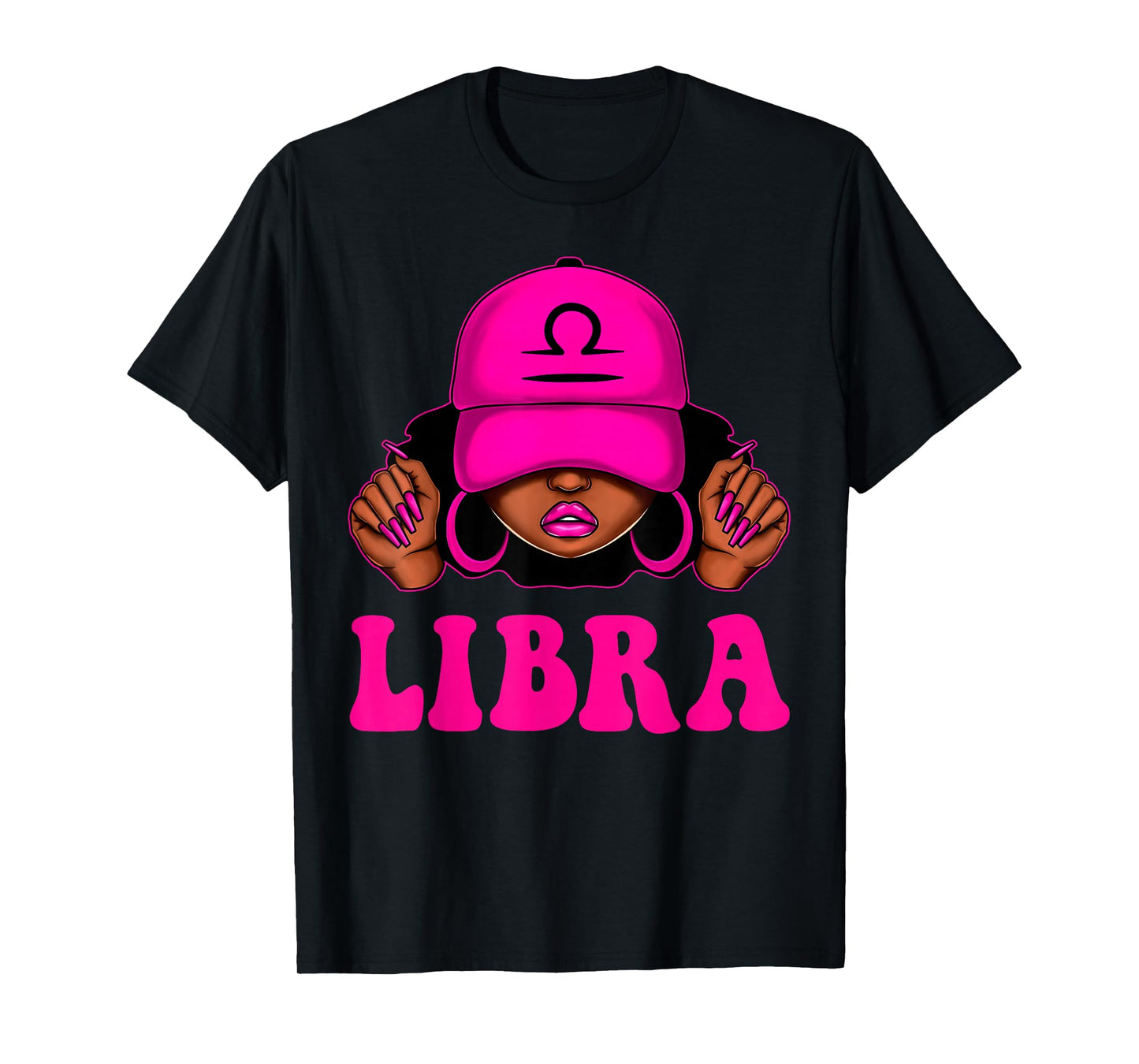 Libra Queen Sassy Black Woman Afro Girl Zodiac Birthday T-Shirt