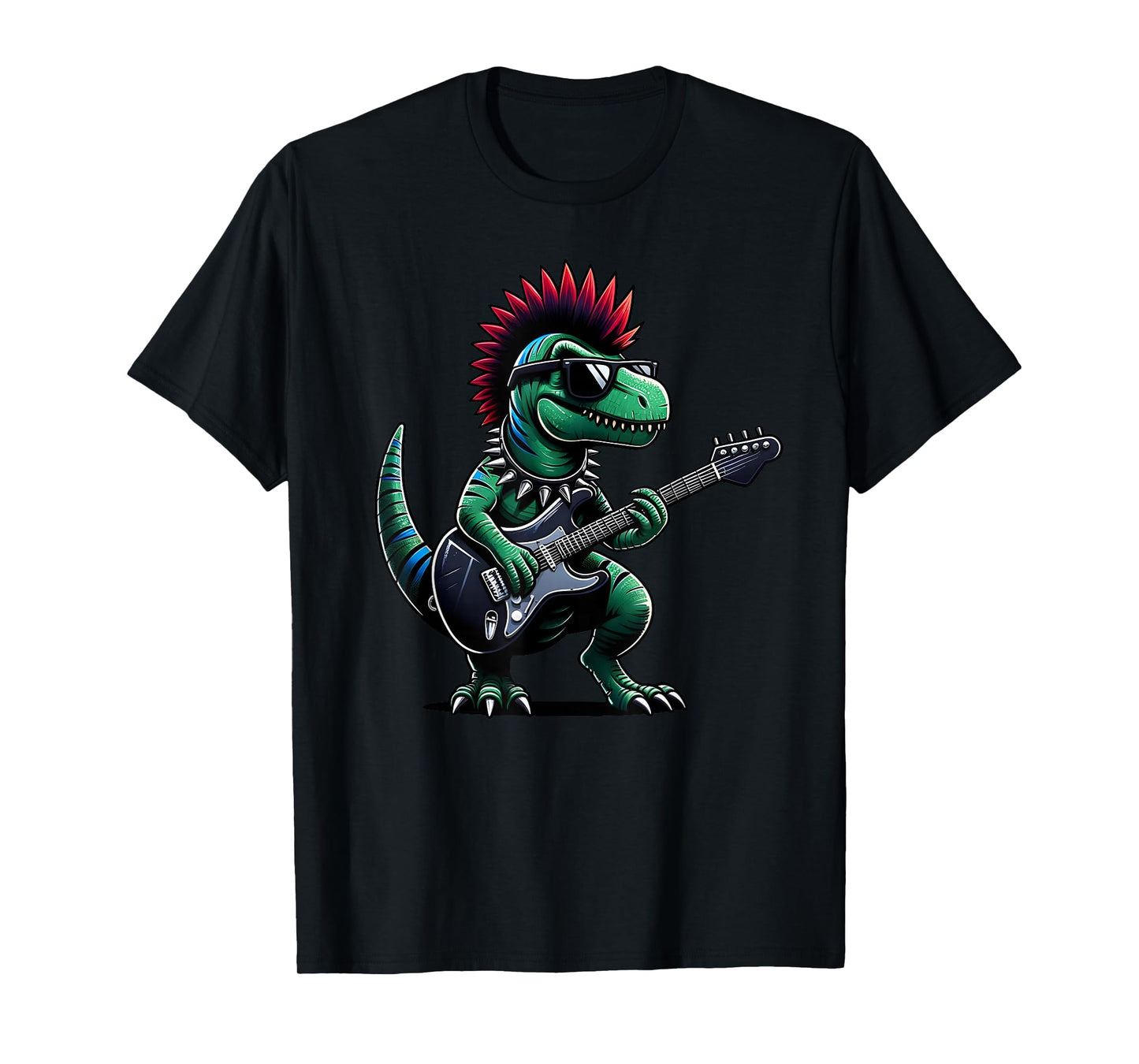 Cute Punk Dinosaur, Rock'n Roll Goth Dino, Guitar Band Funny T-Shirt