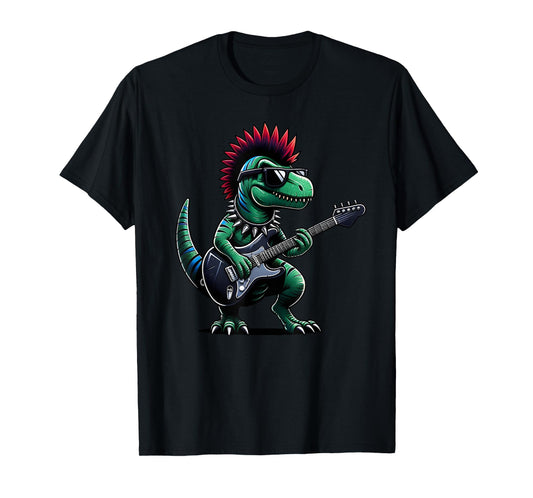 Cute Punk Dinosaur, Rock'n Roll Goth Dino, Guitar Band Funny T-Shirt